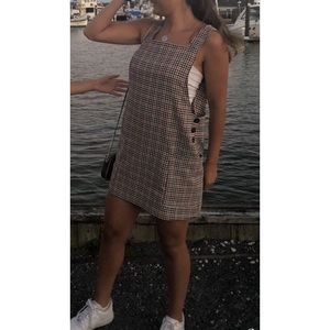 Cream. Red and Black Checkered Dress